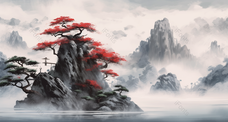 树木山林中国风水墨山水画,插画/手绘图,插画/手绘图库,插画/手绘图下载,插画/手绘